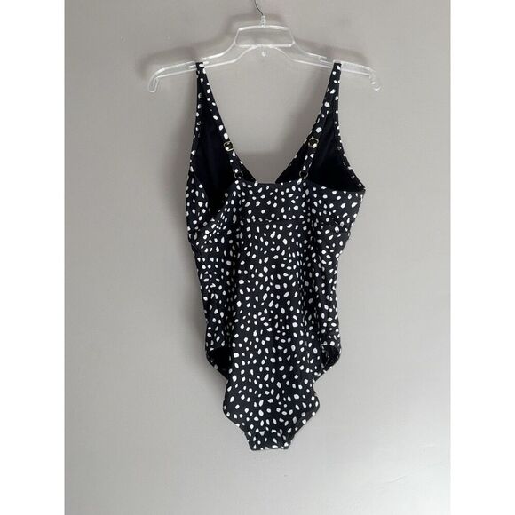 Leilani One Piece Swimsuit Black Adjustable Straps Flattering V Neck Bra‎ Cup 10 - Picture 2 of 13